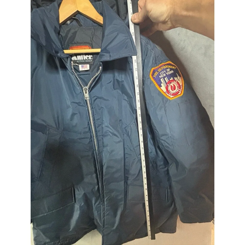 Vintage NYC Fire Department Hooded Winter Jacket 1980's 3/4 Length Size XL